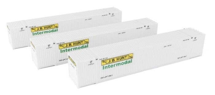 53′ Singamas Corrugated Side Container - 3-Pack -- J.B. Hunt, HO, Walthers SceneMaster 18504