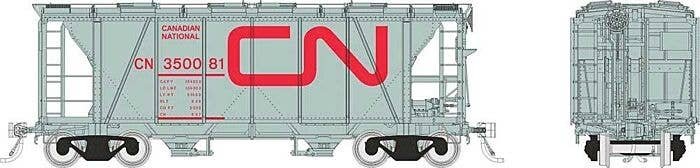 Enterprise 2-Bay Covered Hopper - Ready to Run -- Canadian National (gray, red, Noodle Logo), HO, Rapido Trains Inc 149009A