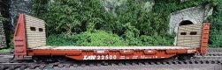Bulkhead Flatcar - 3-D Resin & Laser-Cut Wood Kit -- Louisville & Nashville 22505 (brown, white), HO, State Tool & Die 722