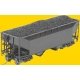 50-Ton AAR Standard Offset 2-Bay Open Hopper w/Wine Latches, Tube Card Holde -- Undecorated (black), HO, Kadee Quality Products 