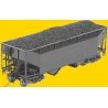 50-Ton AAR Standard Offset 2-Bay Open Hopper w/Wine Latches, Tube Card Holde -- Undecorated (black), HO, Kadee Quality Products 