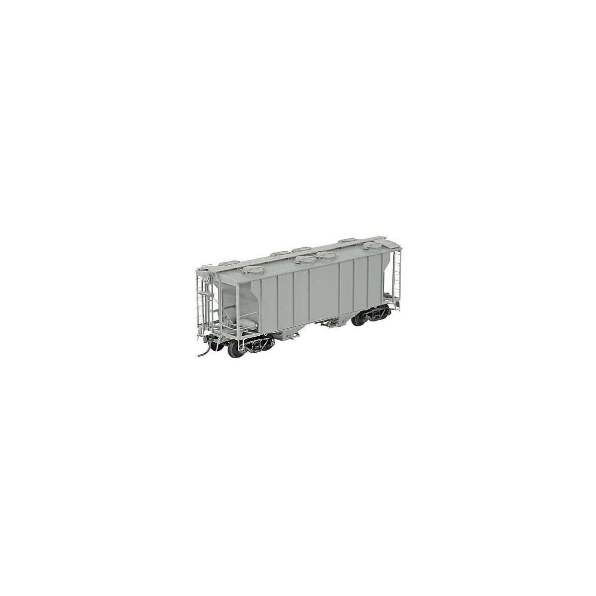 PS-2 2-Bay Covered Hopper - Ready to Run -- Undecorated (gray), HO, Kadee Quality Products 8001