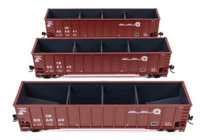 50′ Bethgon Coalporter Gondola 3-Pack - Ready to Run -- Conrail 505591, 505745, 506069, HO, WalthersMainline 55916