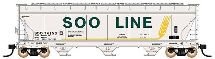 ACF 4650 Cubic Foot 3-Bay Covered Hopper - Ready to Run -- Soo Line (white, green, yellow, Colormark Markings), HO, Intermountai