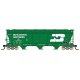 ACF 4650 Cubic Foot 3-Bay Covered Hopper - Ready to Run -- Burlington Northern (Early 1971, Large Stretched Logo, Cascade Green,