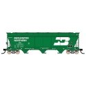 ACF 4650 Cubic Foot 3-Bay Covered Hopper - Ready to Run -- Burlington Northern (Early 1971, Large Stretched Logo, Cascade Green,