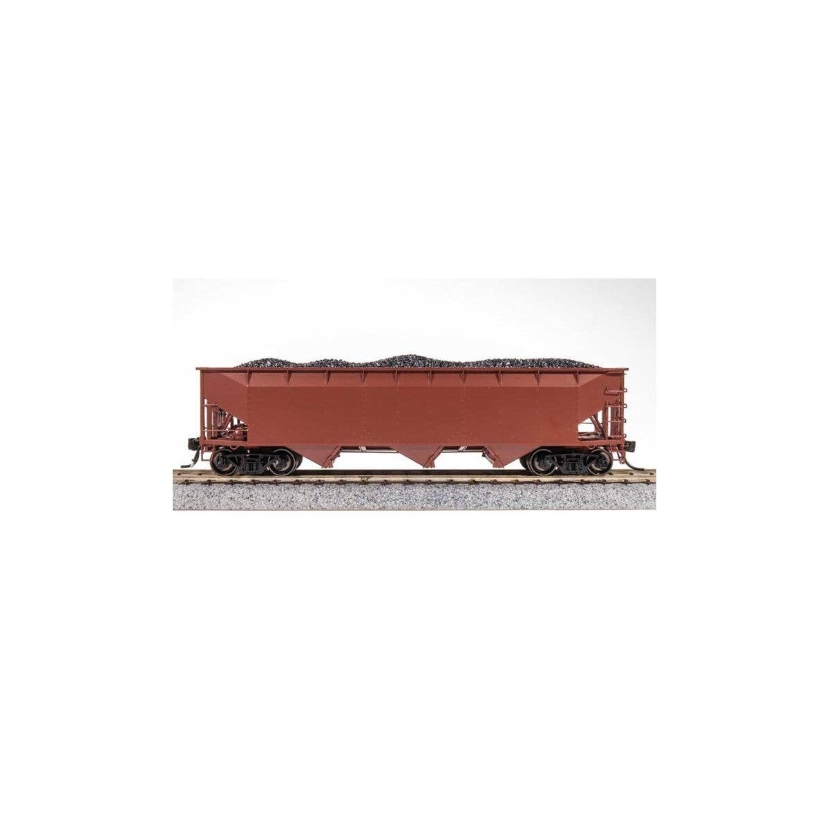AAR 70-Ton 3-Bay Hopper w/Load - Ready to Run -- Painted, Unlettered (Boxcar Red), HO, Broadway Limited Imports 7386