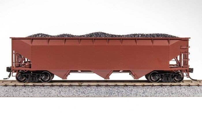 AAR 70-Ton 3-Bay Hopper w/Load - Ready to Run -- Painted, Unlettered (Boxcar Red), HO, Broadway Limited Imports 7386