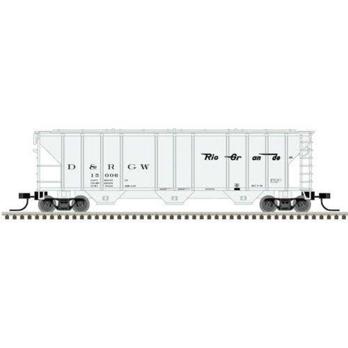 PS-2 4427 3-Bay Covered Hopper - Ready to Run - Master(R) -- Denver & Rio Grande West, N, Atlas Model Railroad Co. 50006789