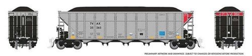 AutoFlood III Rapid Discharge Coal Hopper w/Load 6-Pack - Ready to Run -- Tennesee Valley Aut, HO, Rapido Trains Inc 169057
