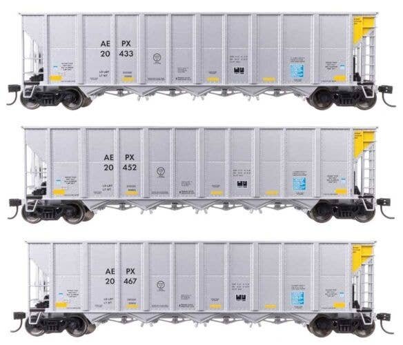 50′ RD-4 Hopper 3-Pack - Ready to Run -- American Electrical Power Service Corp. AEPX 20433, 20, HO, WalthersMainline 56868