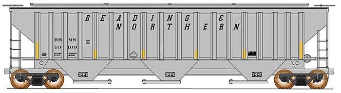 Trinity Rib-Side Covered Hopper - Ready to Run -- Reading & Northern (gray, black, yellow conspicuity marks), HO, Intermountain 
