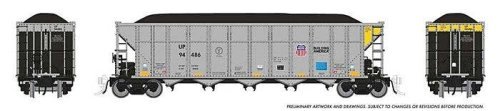 AutoFlood III Rapid Discharge Coal Hopper w/Load - Ready to Run -- Union Pacific (silver, ye, HO, Rapido Trains Inc 169063A