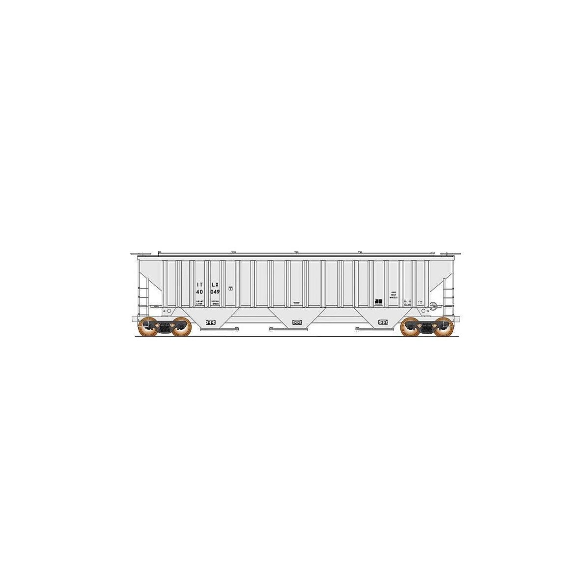 Trinity Rib-Side Covered Hopper - Ready to Run -- ITLX (gray, reporting marks only), HO, Intermountain Railway Company 472303