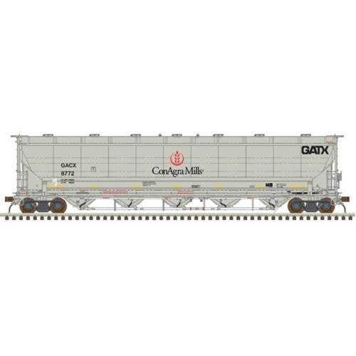Trinity 5660 PD Covered Hopper - Ready to Run -- ConAgra Mills GACX 8776 (gray, black, N, Atlas Model Railroad Co. 50006847