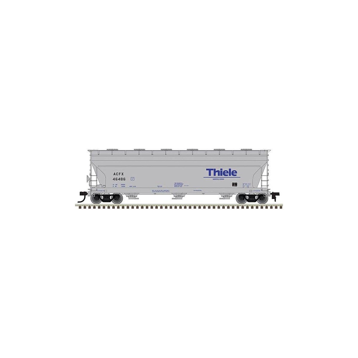 ACF 4650 Centerflow Covered Hopper Pre-1971 Version - Ready to Run - Master(R) -- Thiele Kaolin ACFX 46502 (gray, blue), HO, Atl