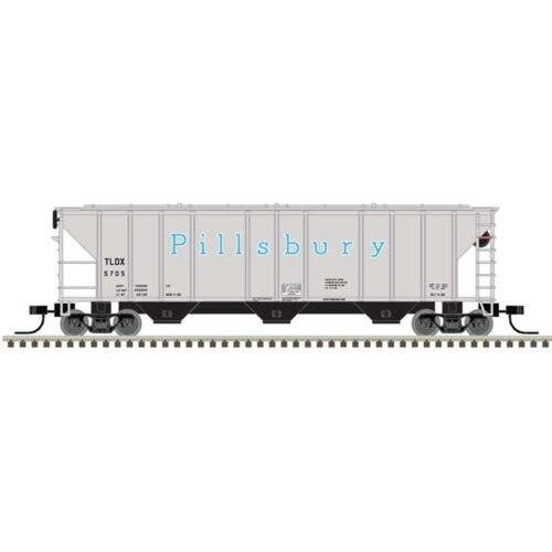 PS-2 4427 3-Bay Covered Hopper - Ready to Run - Master(R) -- Pillsbury TLDX 5703 (gra, N, Atlas Model Railroad Co. 50006794