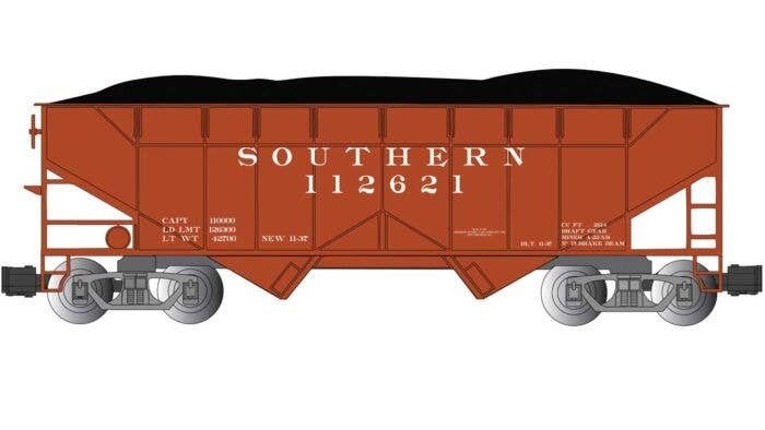 Two-Bay Offset-Side Open Hopper with Coal Load - Ready to Run -- Southern Railway 112621 (Box, G, Bachmann Industries 94003