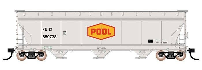 ACF 4650 Cubic Foot 3-Bay Covered Hopper - Ready to Run -- First Union Rail FURX (Ex-POOL Grain, gry, yellow, red), N, Intermoun