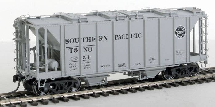 1958 Cubic Foot 2-Bay Covered Hopper w/Closed Sides - Ready to Run -- Southern Pacific T&NO Random (gray, black, Lines Logo), H