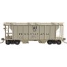 PS-2 2-Bay Covered Hopper - Ready to Run -- Pennsylvania Railroad 257127 (1955 Scheme, gray, Shadow Keystone), HO, Kadee Quality