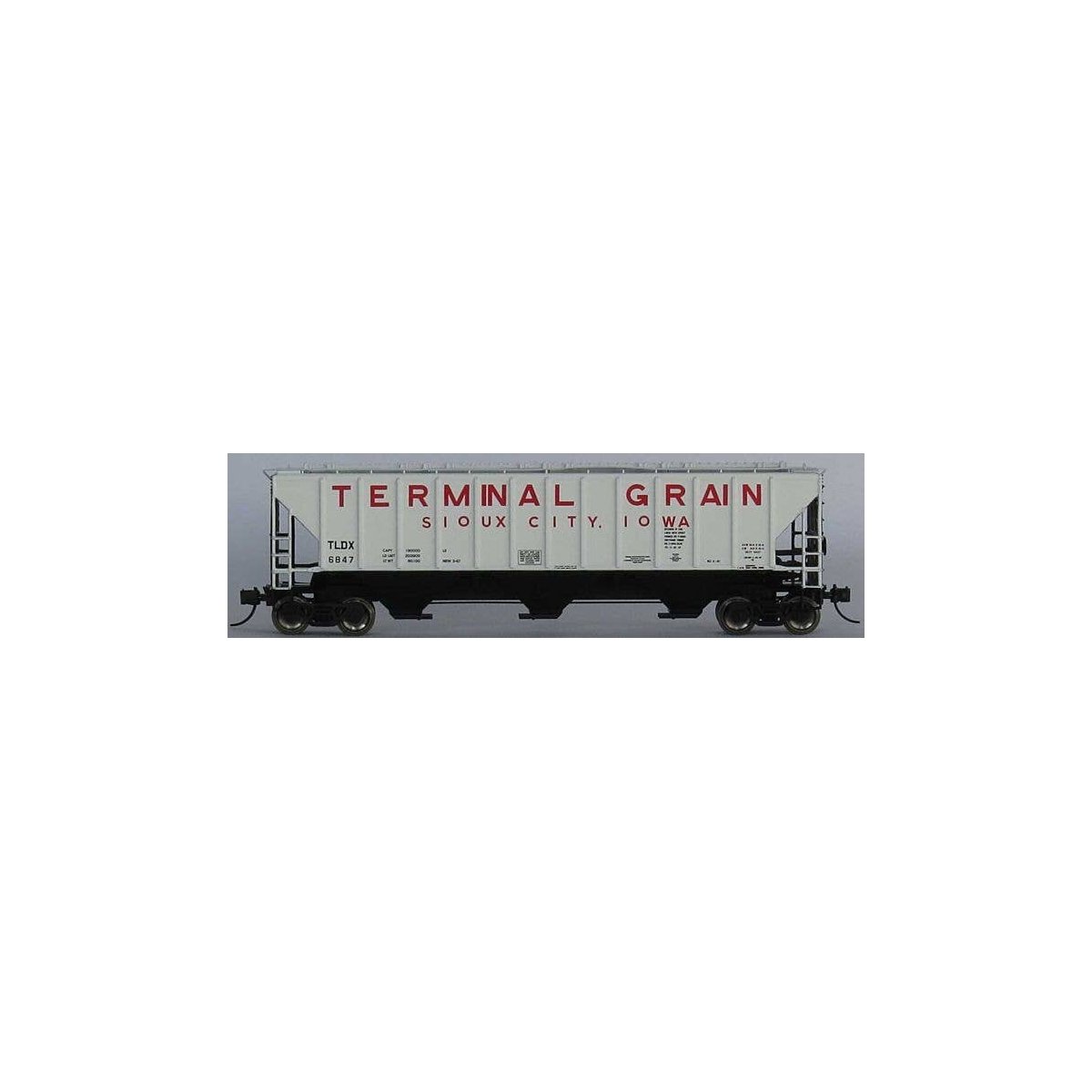 Pullman-Standard PS2-CD 4427 High-Side Covered Hopper - Ready to Run -- Terminal Grain TLDX 1 (white, black, red), N, Trainworx 