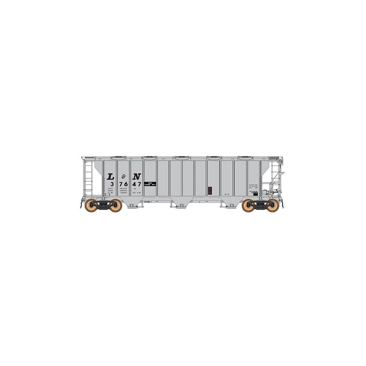ACF 2927 Cu. Ft. Covered Hopper - Ready to Run -- Louisville & Nashville (Repaint, gray, large L&N Reporting Marks), HO, Intermo