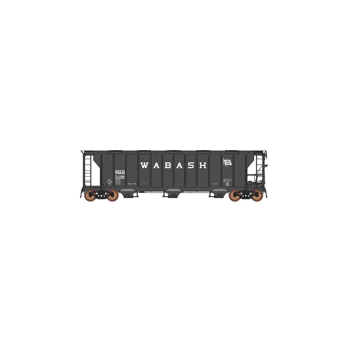 ACF 2927 Cu. Ft. Covered Hopper - Ready to Run -- Wabash (black), HO, Intermountain Railway Company 449009