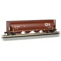 Canadian Cylindrical 4-Bay Grain Hopper - Ready to Run - Silver Series(R) -- Canadian National 377375 (Boxcar Red), N, Bachmann 