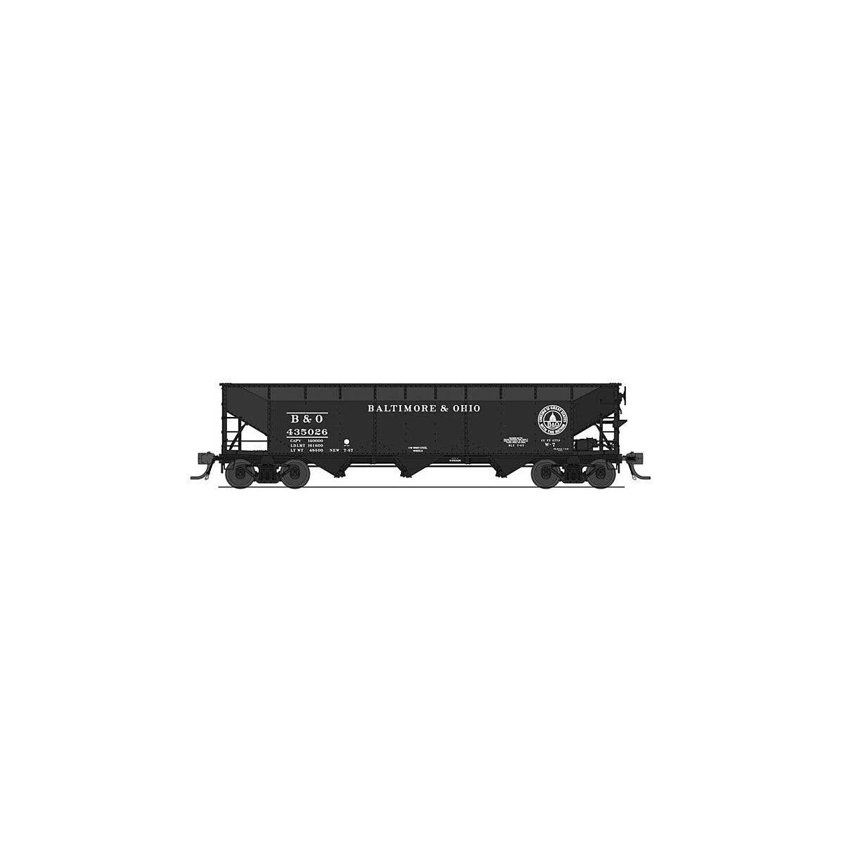 AAR 70-Ton 3-Bay Hopper w/Load - Ready to Run -- Baltimore & Ohio 435125 (black, 13 States Logo), HO, Broadway Limited Imports 8
