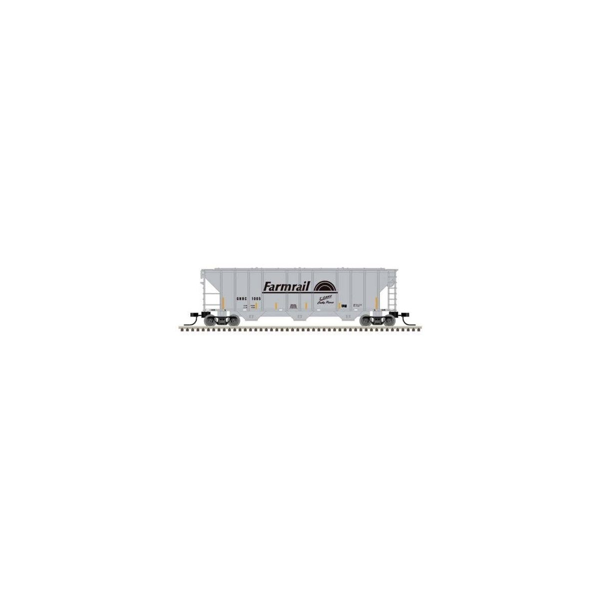 PS-2 4427 3-Bay Covered Hopper - Ready to Run - Master(R) -- Farmrail GNBC 1005 (gray, black), N, Atlas Model Railroad Co. 50006