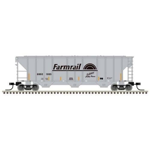 PS-2 4427 3-Bay Covered Hopper - Ready to Run - Master(R) -- Farmrail GNBC 1005 (gray, black), N, Atlas Model Railroad Co. 50006