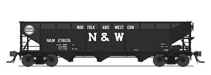 AAR 70-Ton 3-Bay Hopper w/Load - Ready to Run -- Norfolk & Western 278260 (H-42, black, Large N&W, Hamburger Logo), HO, Broadway