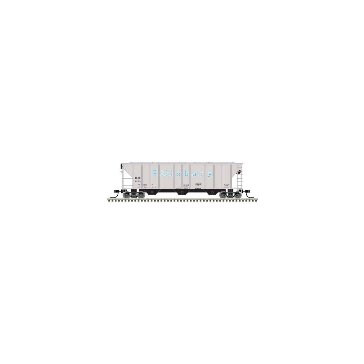 PS-2 4427 3-Bay Covered Hopper - Ready to Run - Master(R) -- Pillsbury TLDX 5703 (gray, blue), N, Atlas Model Railroad Co. 50006