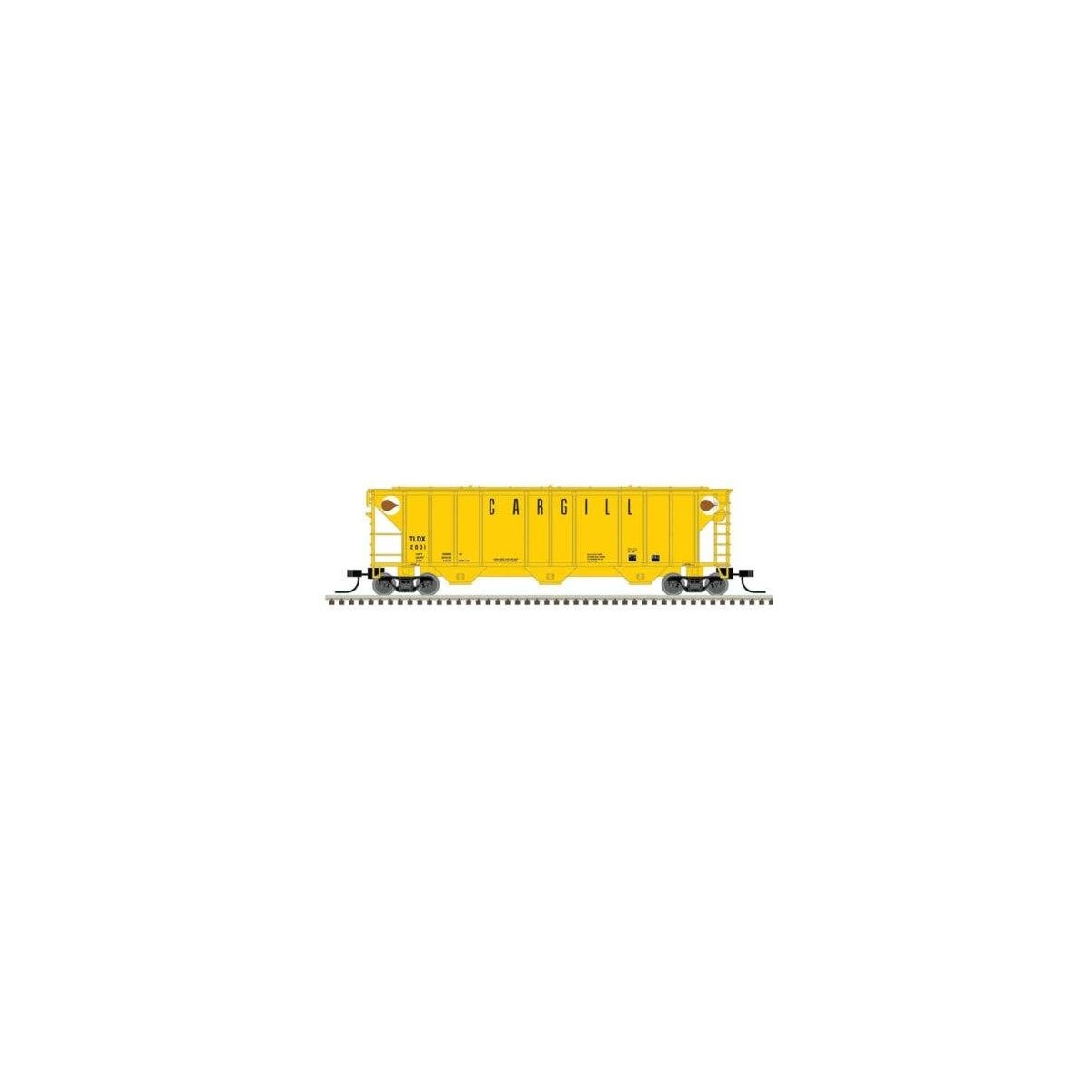 PS-2 4427 3-Bay Covered Hopper - Ready to Run - Master(R) -- Cargill TLDX 6143 (yellow, white, black), N, Atlas Model Railroad C