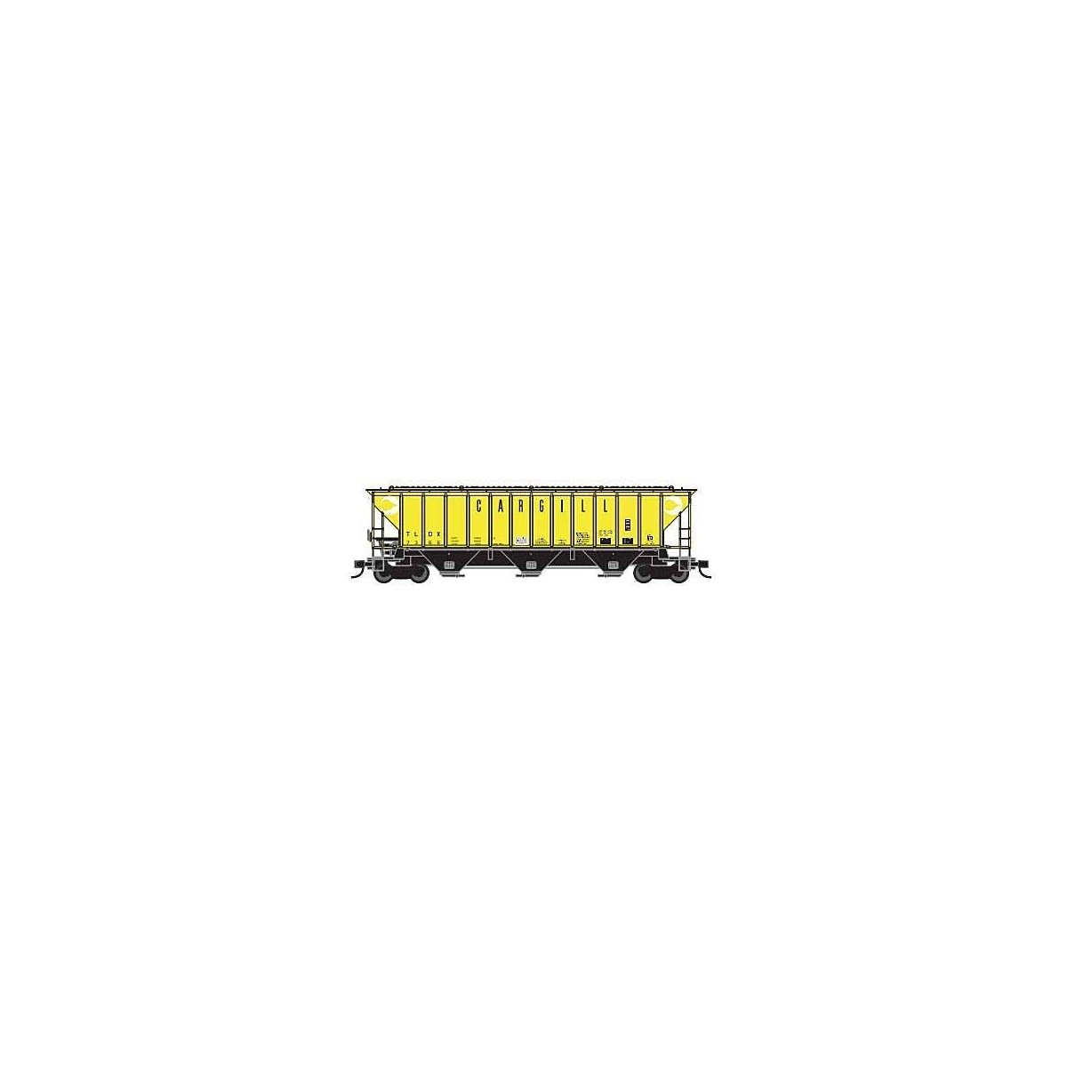 Pullman-Standard PS2-CD 4427 High-Side Covered Hopper - Ready to Run -- Cargill 2 (yellow, black, white), N, Trainworx Inc 24455