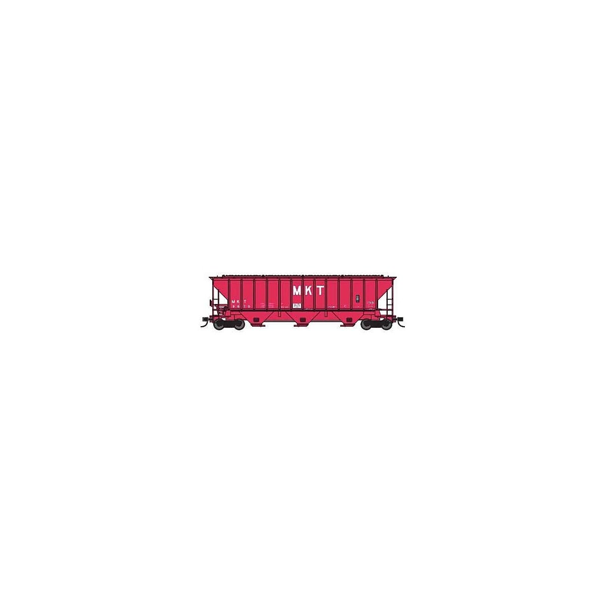 Pullman-Standard PS2-CD 4427 High-Side Covered Hopper - Ready to Run -- Missouri-Kansas-Texas 2 (red, white), N, Trainworx Inc 2