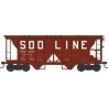 70-Ton 2-Bay Covered Hopper w/Open Sides - Ready to Run - Executive Line -- Soo Line 8926 (Blt. 8-40 Repack 4-62, Boxcar Red, Sq
