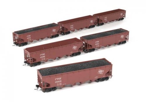 ARA/AAR 70-Ton 4-Bay Hopper w/Load 6-Pack - Ready to Run -- Milwaukee Road CTSE Set B (, HO, Broadway Limited Imports 10137