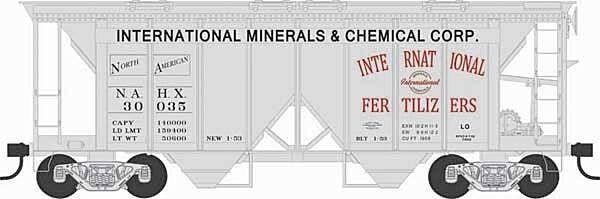 70-Ton 2-Bay Covered Hopper w/Open Sides - Ready to Run - Executive Line -- International Min. & Chem. Corp. 30035 (Blt. 1-53 Re