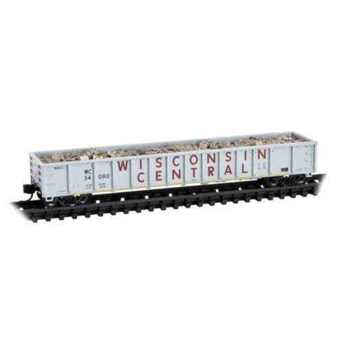 52`6` Greenville 2494 Mill Gondola - Ready to Run -- Wisconsin Central 54080 (gray, maro, N, Micro Trains by Atlas 17000020
