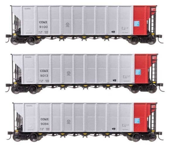 50′ RD-4 Hopper 3-Pack - Ready to Run -- Commonwealth Edison COMX 9013, 9094, 9100, HO, WalthersMainline 56873
