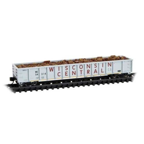 52`6` Greenville 2494 Mill Gondola - Ready to Run -- Wisconsin Central 54214 (gray, maro, N, Micro Trains by Atlas 17000021