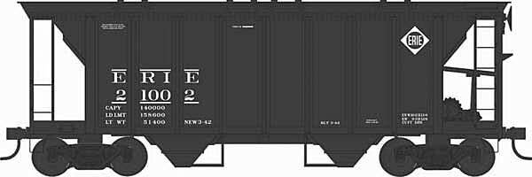 70-Ton 2-Bay Covered Hopper w/Closed Sides - Ready to Run - Executive Line -- Erie 21002 (Blt. 3-42 Repack 3-42, black, white), 