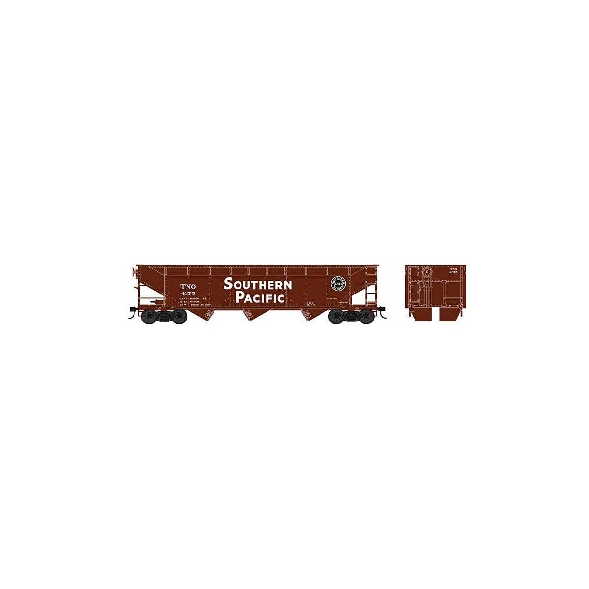 70-Ton Offset Hopper - Ready to Run -- Southern Pacific 4386 (Boxcar Red, white, black Lines Logo), HO, Bowser Manufacturing Co.