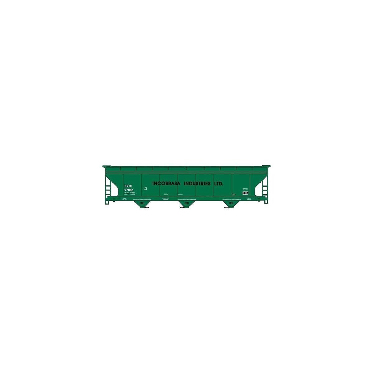 ACF 47′ 3-Bay Center-Flow Covered Hopper - Kit -- Incobrasa Industries BRIX 97086 (green, black), HO, Accurail Inc 2118
