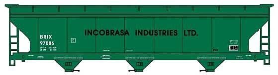 ACF 47′ 3-Bay Center-Flow Covered Hopper - Kit -- Incobrasa Industries BRIX 97086 (green, black), HO, Accurail Inc 2118