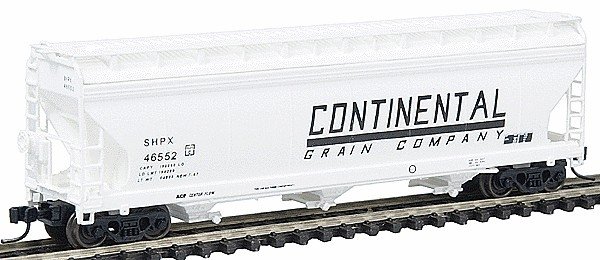 ACF 4650 Cubic Foot 3-Bay Covered Hopper - Ready to Run -- Continental Grain Company (light gray, large black lettering), N, Int