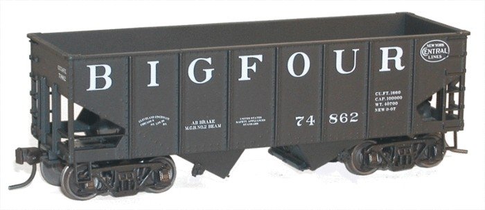 USRA 55-Ton 2-Bay Open Hopper - Kit -- Big Four CCC&StL 74862 (black, Billboard Lettering, NYC Lines Logo), HO, Accurail Inc 242
