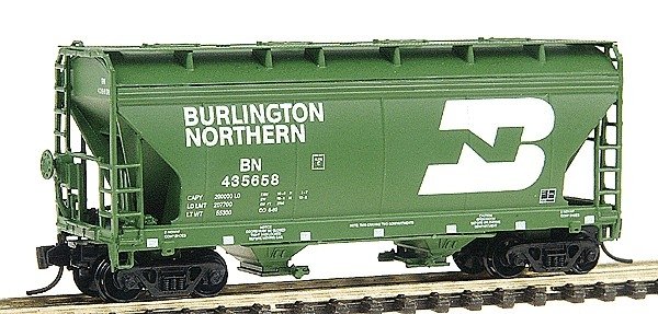 ACF 2-Bay Center-Flow Covered Hopper - Ready to Run -- Burlington Northern (Cascade Green, white, Large Logo, Full Lettering), N